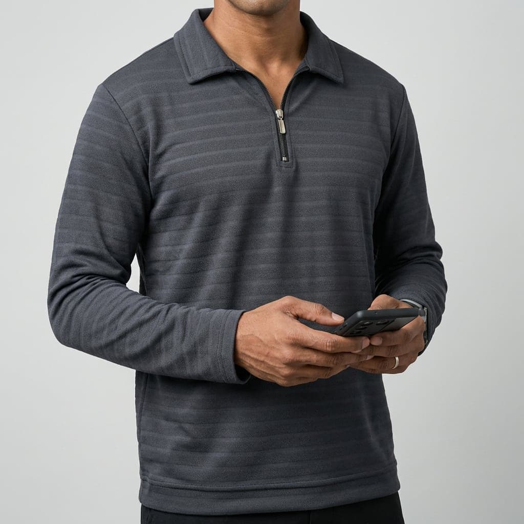 Dark Gray Full-Sleeve Zipper T-Shirt